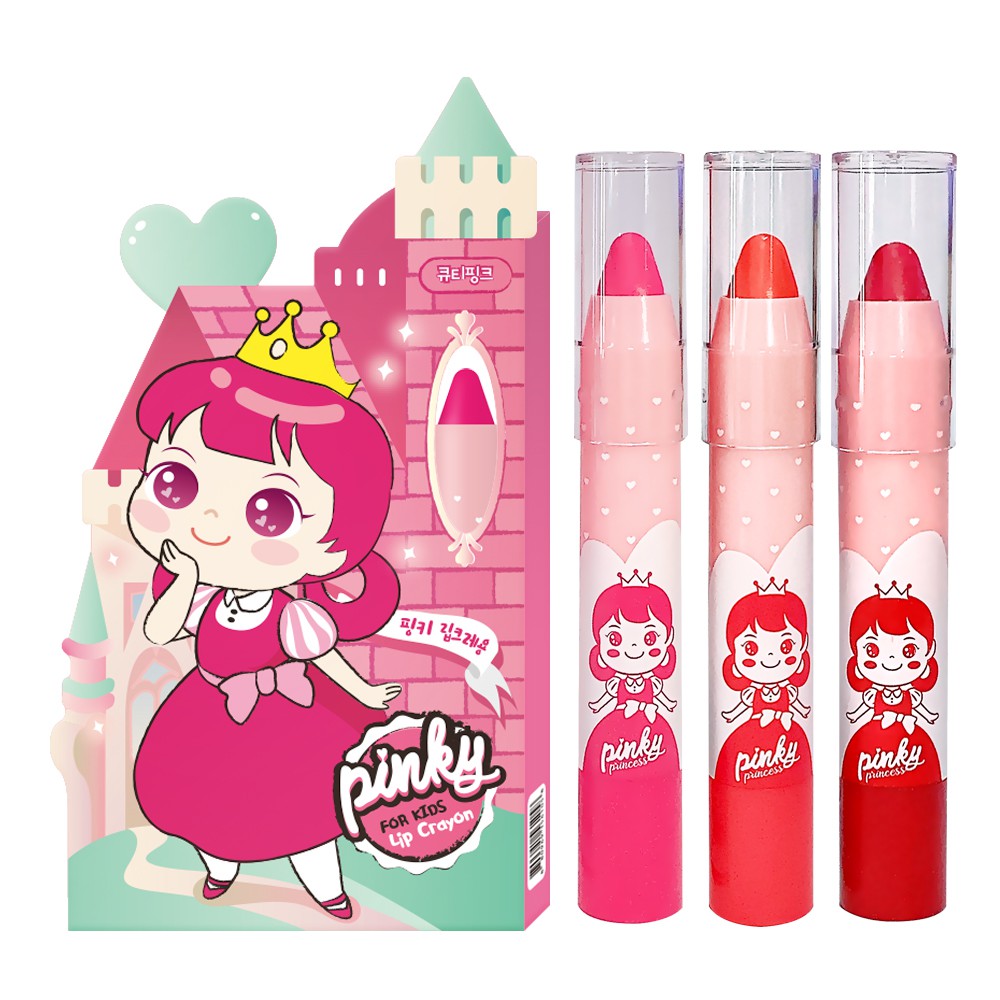  Pink Princess Pinky Lip Crayon Mainan  Makeup Lipstick  