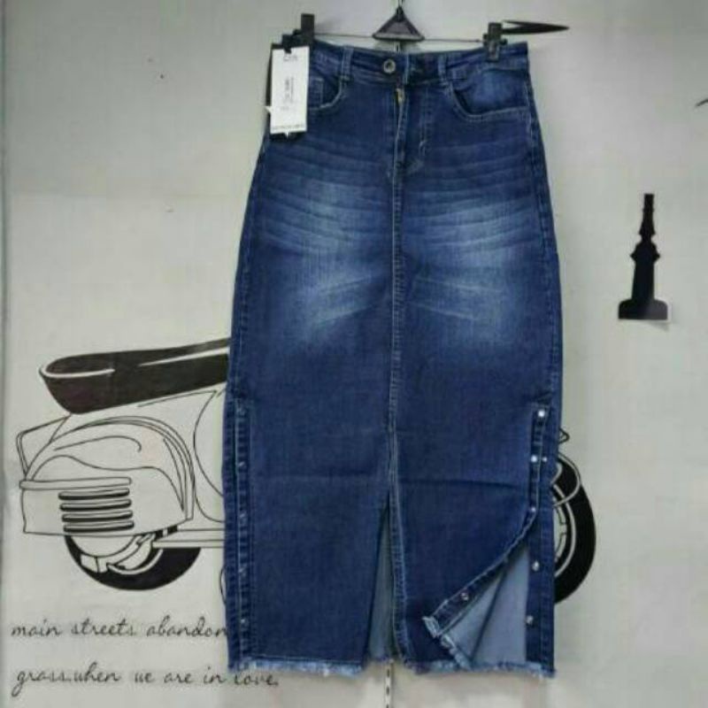 RK Rok Jeans Wanita Premium # Rok Denim Panjang # Rok Jumbo # Cod