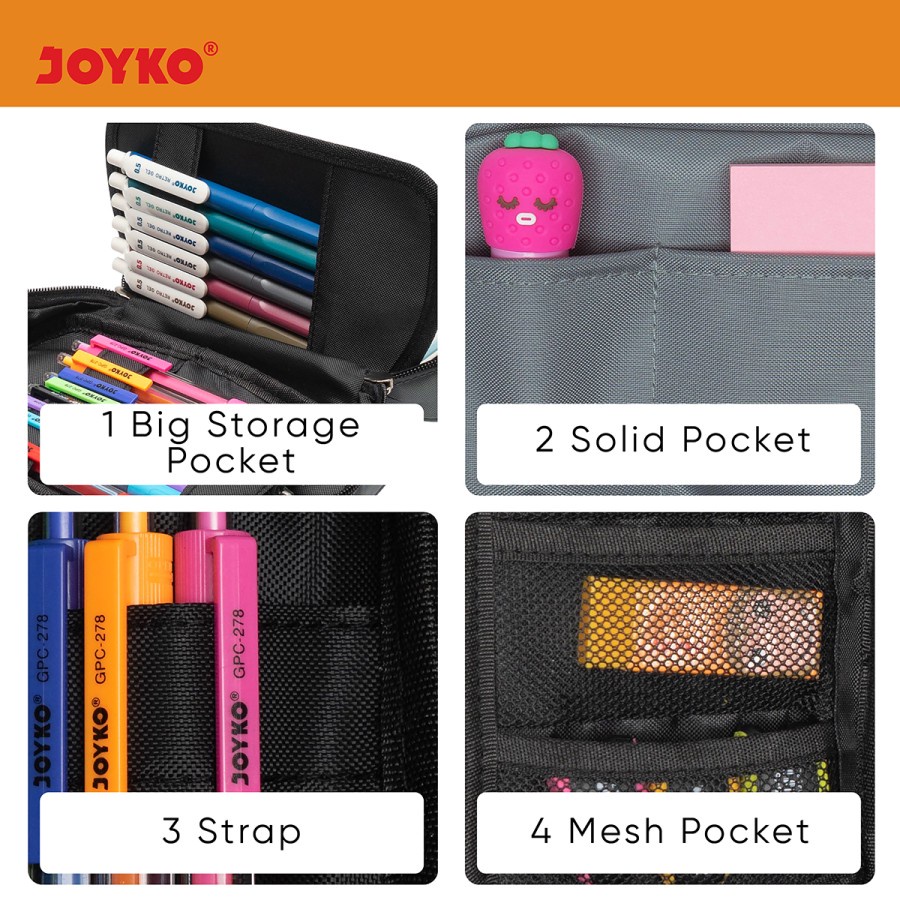 Pencil Case Kotak Tempat Pensil Kain Joyko PC-5008