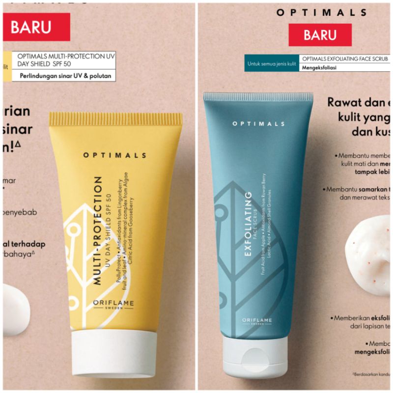 New!! Optimals Moisture Quenching Face Mask/Purifying Clay Face Mask/Optimals Multi-Protection UV Day Shield SPF50 // Optimals Exfoliating Face Scrub