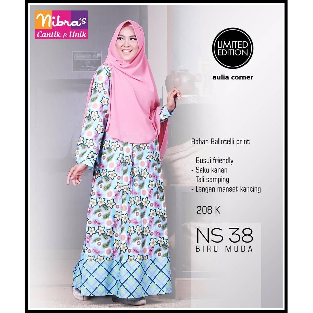 Baju Gamis Pesta Nibras NS 38 Biru Baju Wanita Terbaru Model Baju Gamis