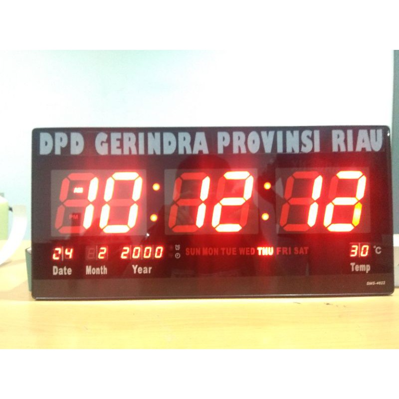 Jam Dinding Digital Sonifer SMS-4622 LED Clock 46 x 22 cm LED MERAH +FREE CUSTOM NAMA