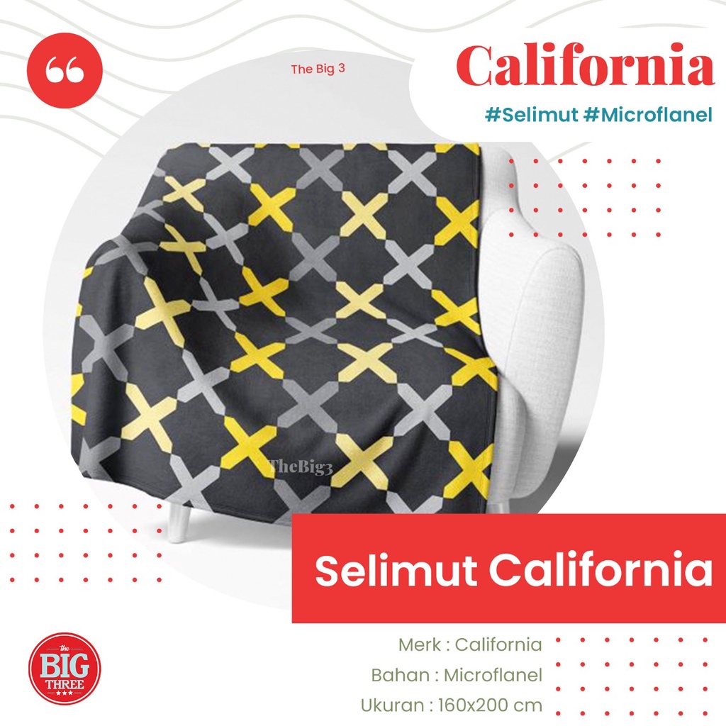 California Selimut Microflannel 160x200 Motif Alanza Cavero Giichi Hazel Rocco Lucas Helsa Orange Polka Dara Kamala Rocco Cami Valo Roux Lexxa Soren Eva Bea Mallory Lovy Laugh Ziqqy - SLMT CLF TBT