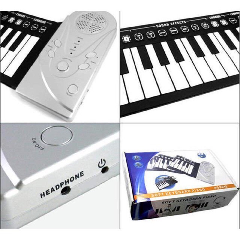 Piano Lipat Portable Music 49 Keys Flexible Silicon Roll Up Electronic Soft Keyboard Music Elektronik Musik