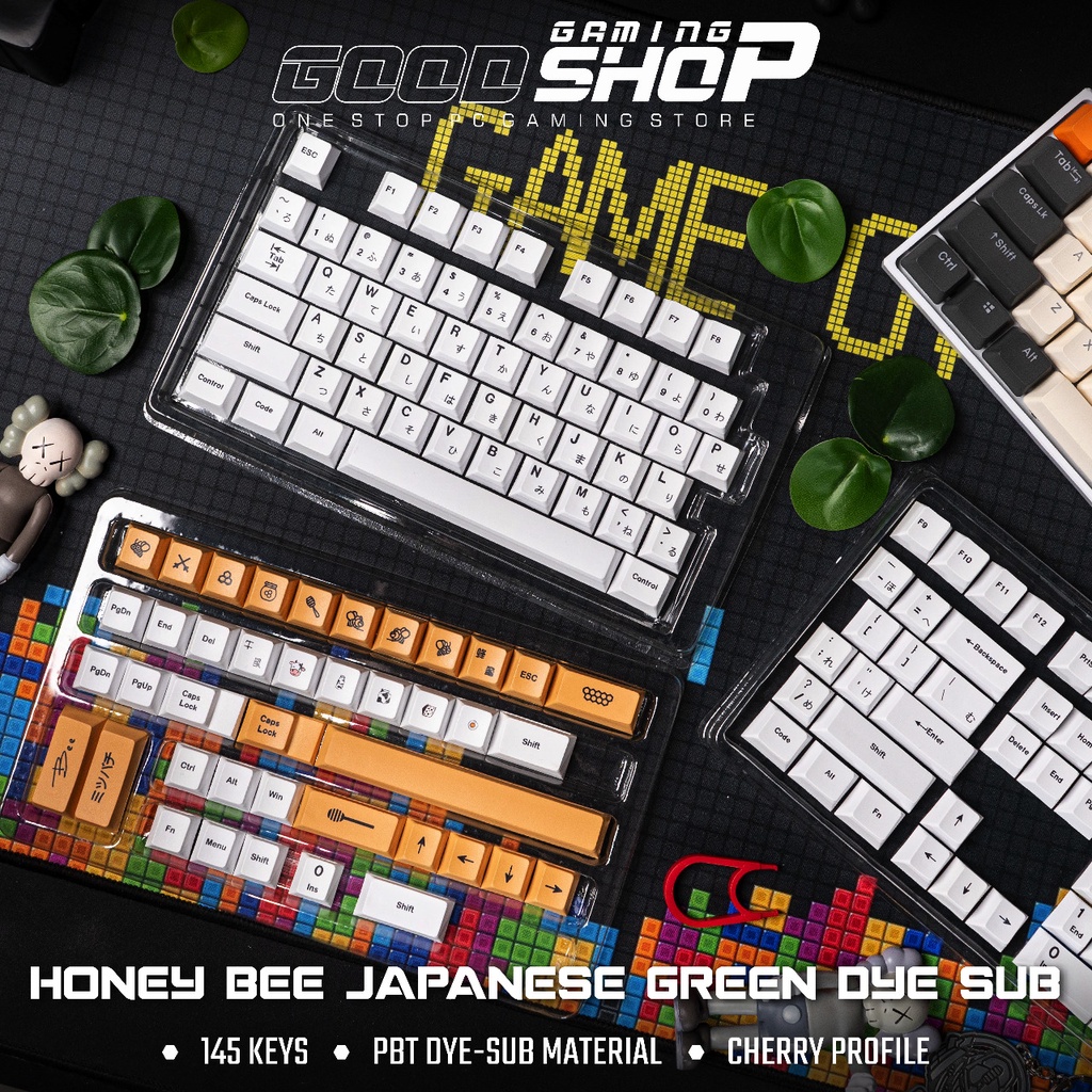 Honey Bee Yellow PBT DYE SUB Cherry Profile - Japanese Root Keycaps