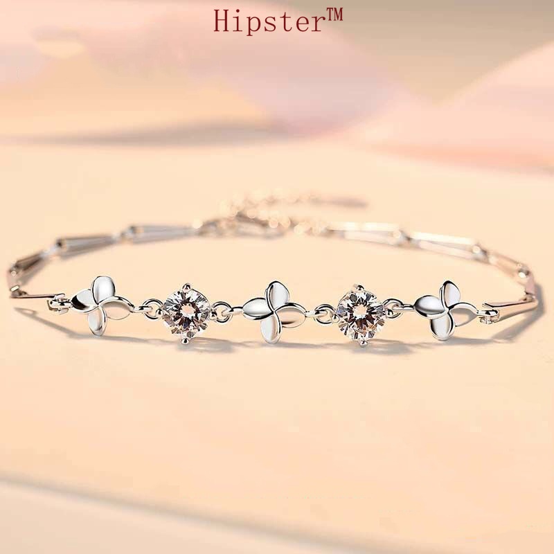 New Hot Sale Fashion Lucky Four-Leaf Clover Micro-Inlaid Crystal Bracelet