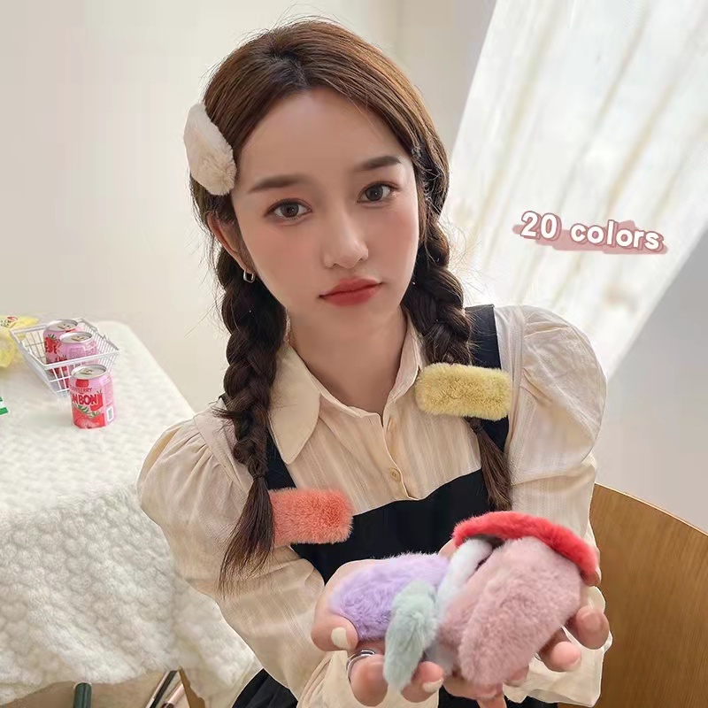 Jepit rambut wanita / beludru imitasi anak-anak / aksesoris wanita/ jepit rambut bulu warna-warni / aksesoris mode / jepit rambut