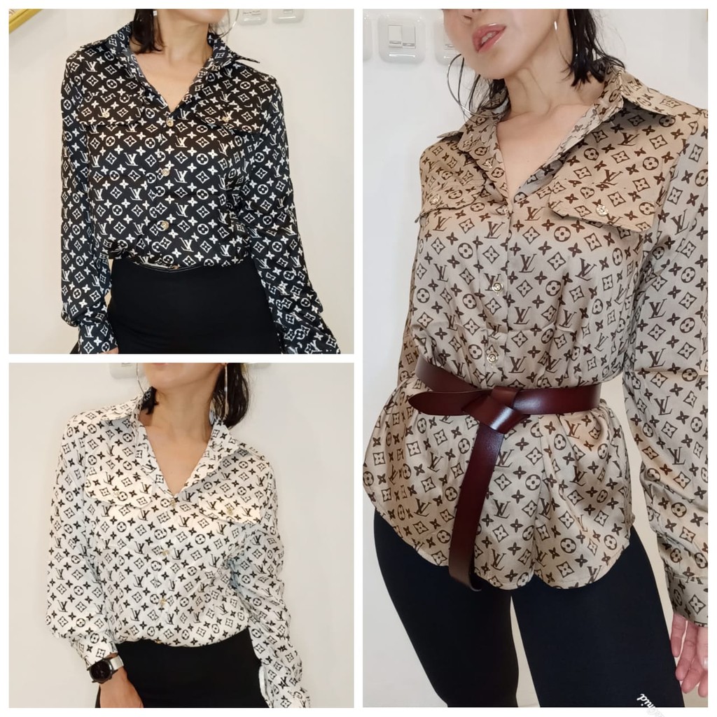 Kemeja wanita satin LV