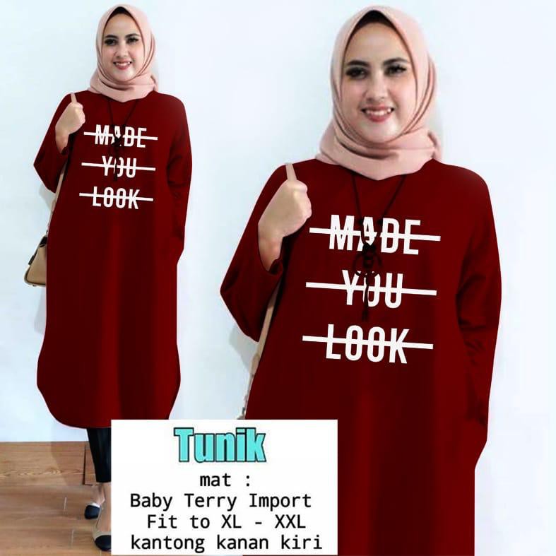 TUNIK MADE YOU LOOK / TUNIK MAMACHI / TUNIK POLOS/ TUNIK CEWEK / TUNIK PANJANG / TUNIK MUSLIM