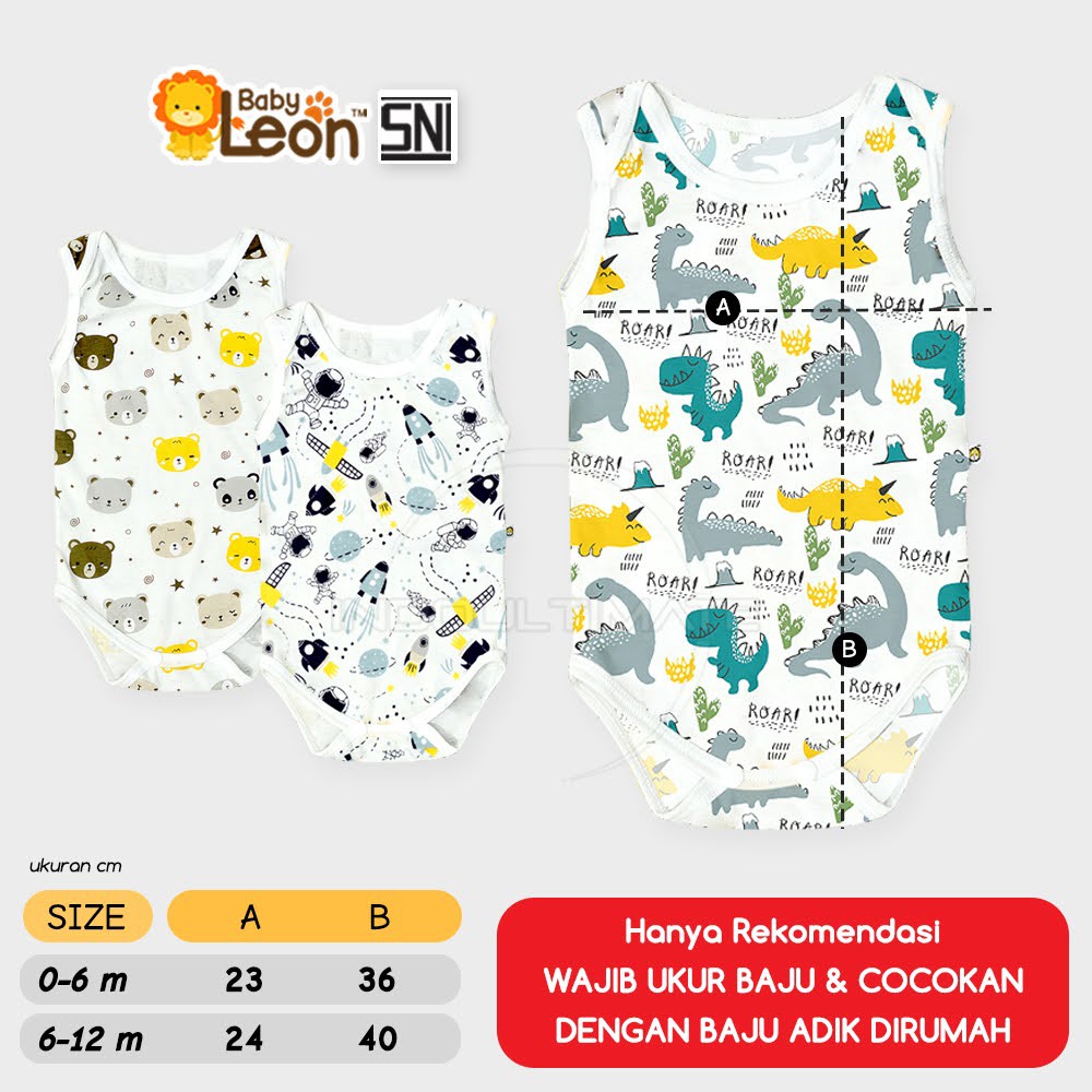 1pc Jumper Bayi Lengan Kutung COTTON BABY LEON Jumpsuit Anak Bayi Balita BodySuit Baju Bayi BC-024SK-2