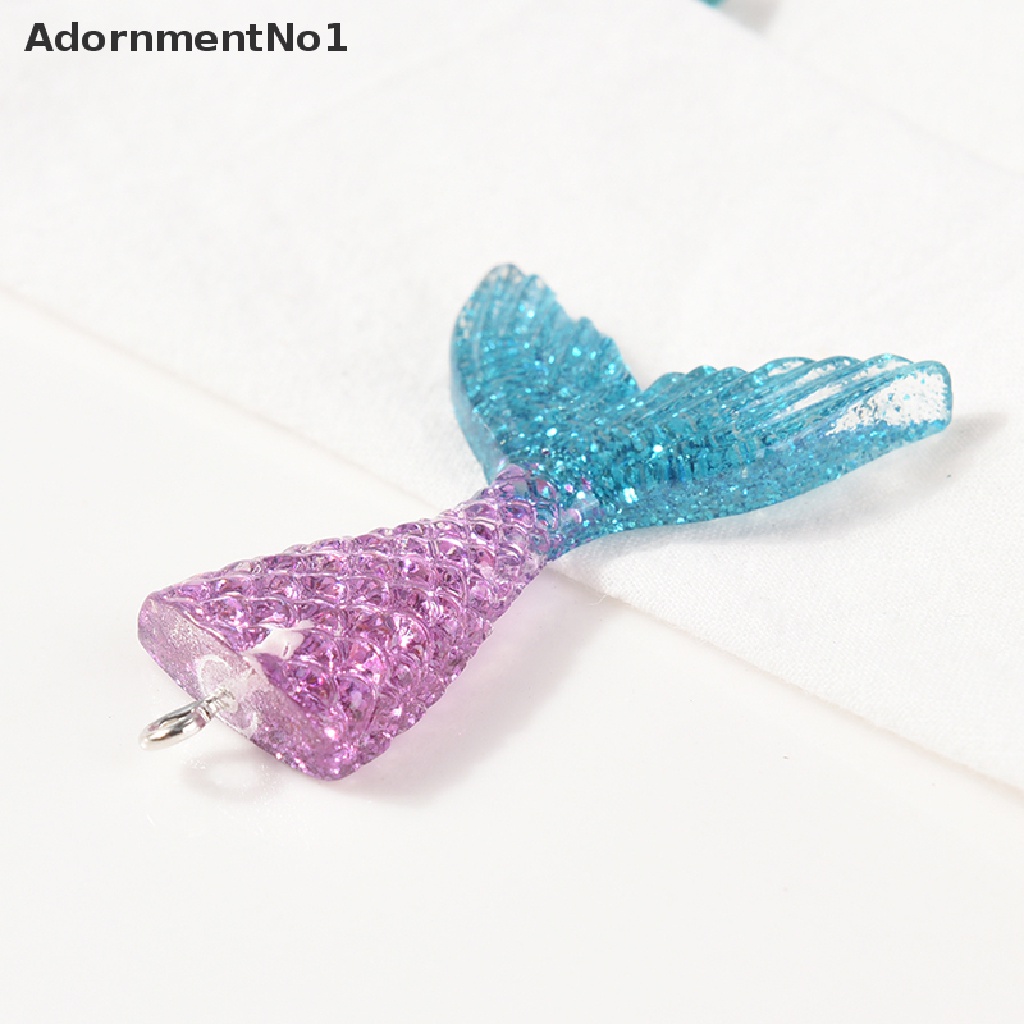 (AdornmentNo1) 10pcs / Set Liontin Bentuk Ekor Mermaid Aksen Glitter Untuk Aksesoris Gelang / Kalung