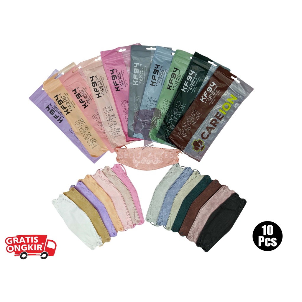 Masker KF94 SACHET 4Ply Warna Putih Hitam Abu 4 Ply Model Korea Evo Medis BFE 95% Surgical Mask