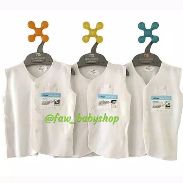 MIYO PUTIH BAJU KUTUNG PUTIH BAYI NEWBORN SIZE 0-3 bulan &amp; 3-6 Bulan