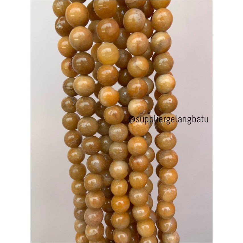 bahan batu Manigajah 12mm kuning natural polish corak retak fashion