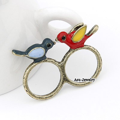 LRC Cincin Tanzanite Gold Color Bird Alloy Korean Rings