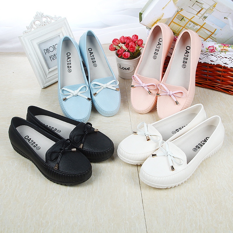 Sepatu jelly flatshoes perempuan dewasa motif pita