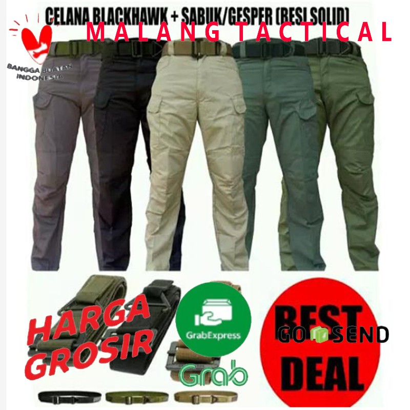 Best Deal Paket Celana Panjang Blackhawk Tactical dan Sabuk Gesper Besi impor