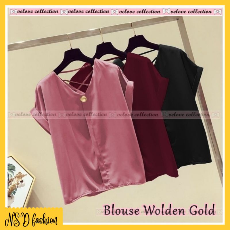 Blus Wanita Lengan Pendek Casual Kekinian / WOLDEN GOLD