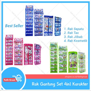  Rak  Set 4in1 Gantung  Karakter Full Resleting Rak  Sepatu 