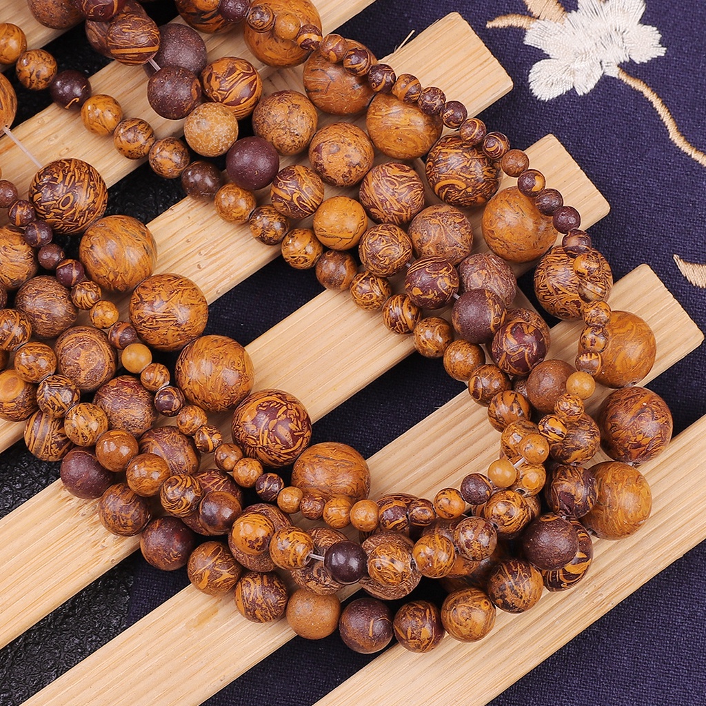 Hot Jual 32-89 pcs Natural Brown Rubber Stone Beads, Diameter 4/6/8/10/12mm, Diameter lubang sekitar 1mm, digunakan untuk Membuat Perhiasan DIY Strand