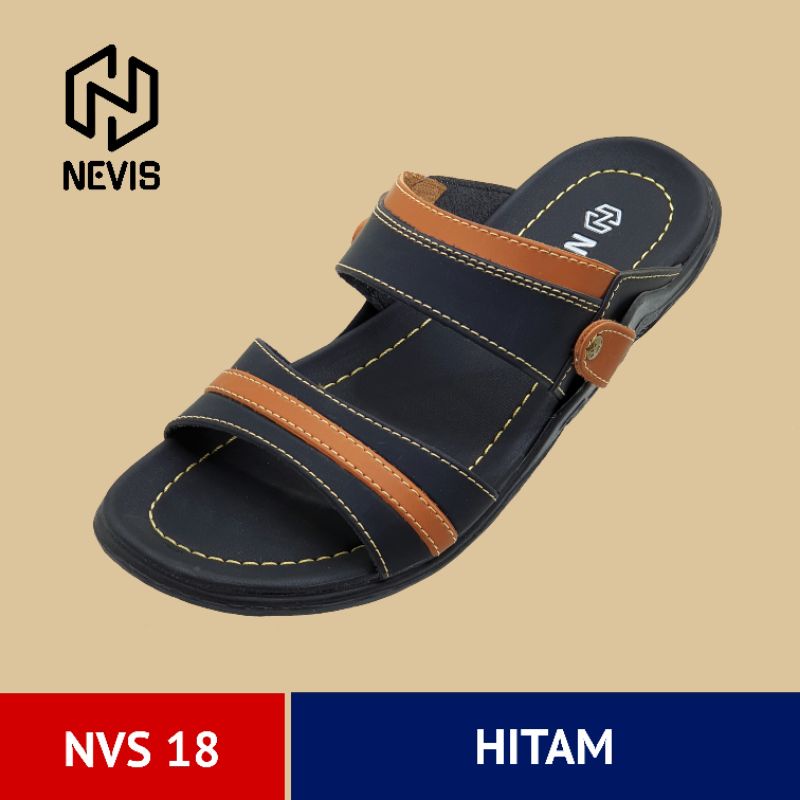 Sandal Kulit Pria Slop Casual ORIGINAL Nevis NVS 18 Sendal Slide Selop Santai Pria