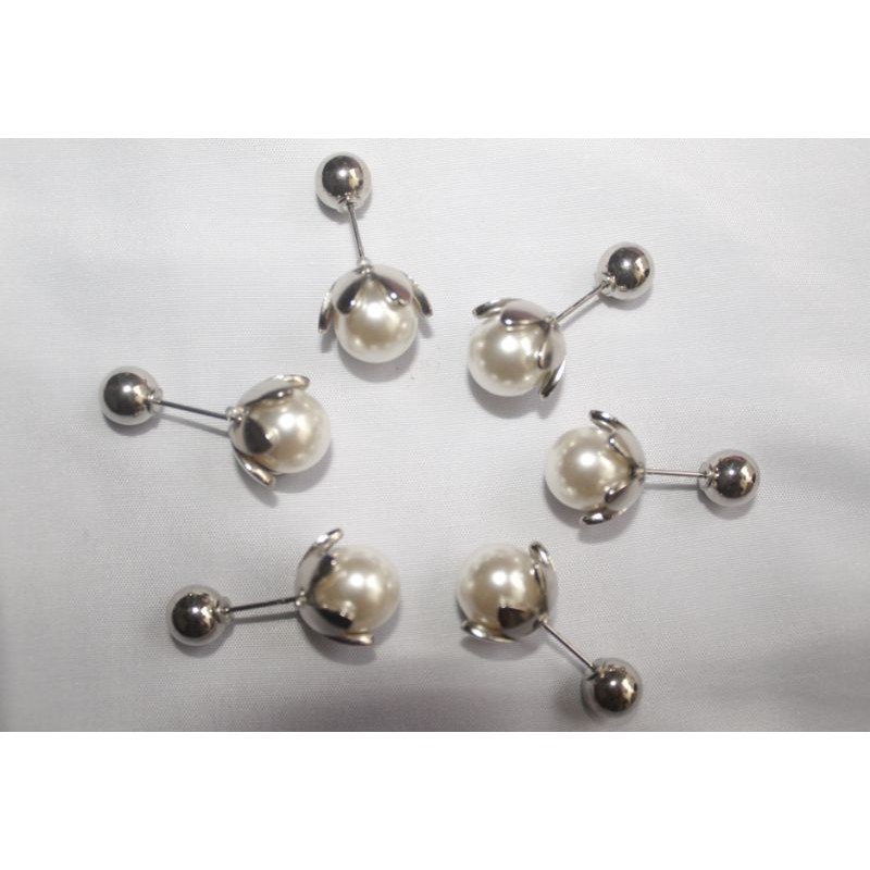 Tuspin hijab bunga / tuspin hijab mutiara putih