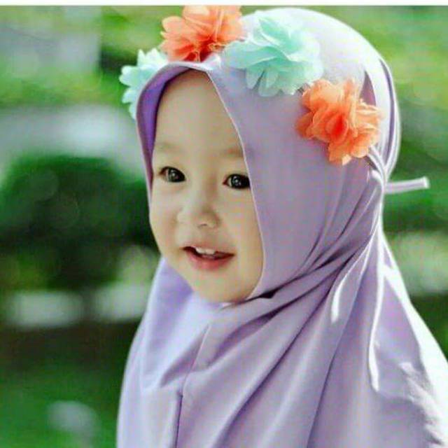 Toko Hijab Bayi/jilbab bayi 3 bulan- 2 tahun/hijab anak jersey/kerudung bayi grosir/baby tali bunga