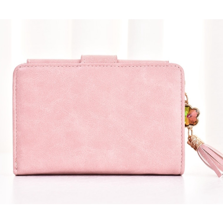 DOMPET LIPAT WANITA KECIL KULIT PINK IMPORT WA418P3 MARTY KOREA MINI SLOT KEKINIAN KARTU UANG RESLETING KOIN BRANDED PENDEK TIPIS REMAJA BATAM PREMIUM