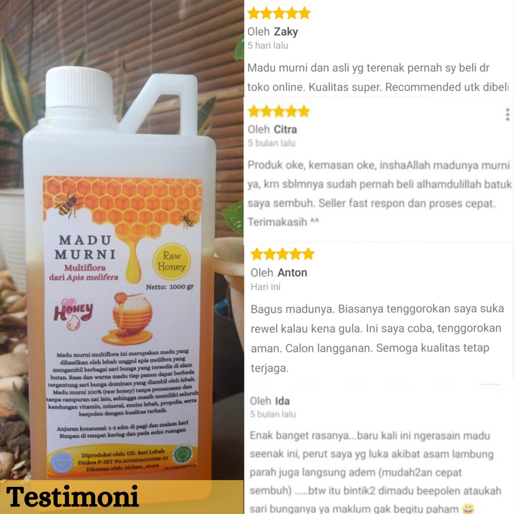 

Bny31 Madu Asli / Raw Honey 1000 Gram / 1 Kg Perasan Madu Sarang Melifera