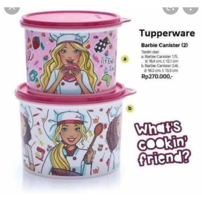 Toples Tupperware isi 2 / Barbie Canister Tupperware isi 2 / toples jajan tupperware / toples lebara