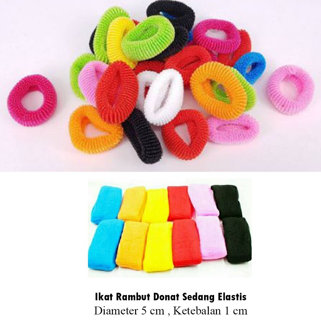 50 PCS  ikat rambut donat sedang unciran Rambut Karet / Ikat Rambut Cepol / Ikat Rambut Besar