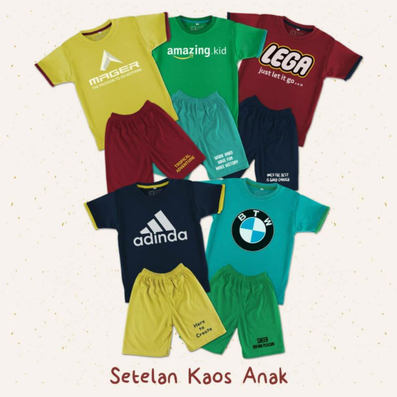 SETELAN/KAOS/BAJU ANAK LAKI LAKI PEREMPUAN UNISEX PLESETAN BRAND