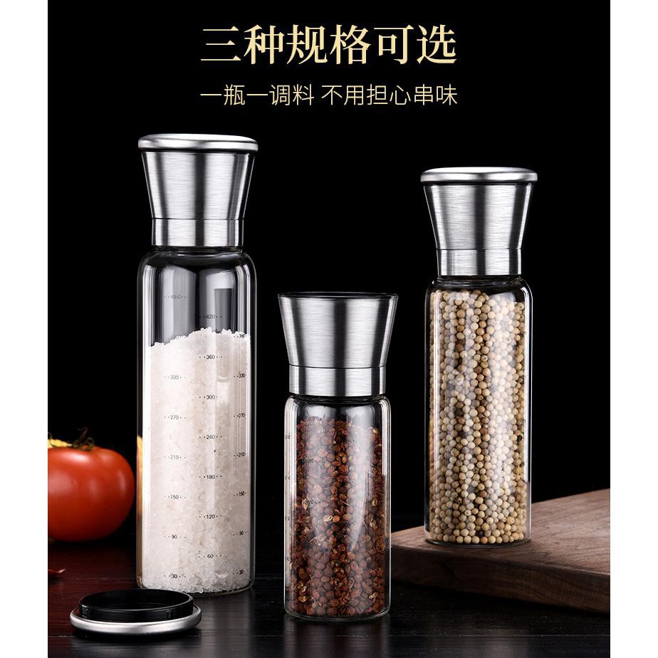 GS8 Penggiling Biji Lada Manual Spice Pepper Mill Grinder Penghancur Lada 270ml 120ml SSGP SS304 Leten Silver