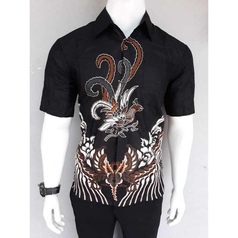 Size S M L XL XXL XXXL JUMBO BSWART Batik HRB026 Knongo Hem Batik Ayam Ktawa Kemeja Batik Pria Murah