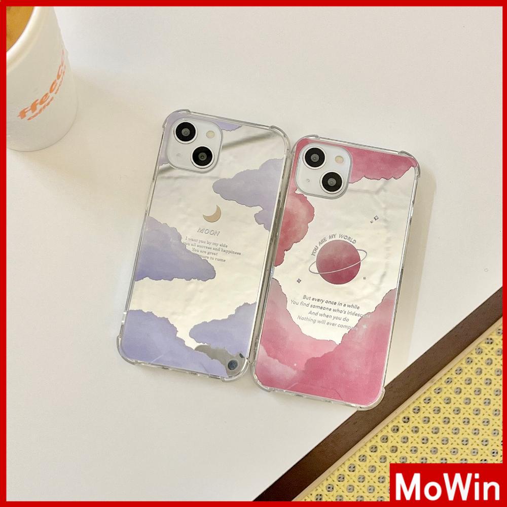 iPhone Case Acrylic HD Makeup Mirror Airbag Shockproof Protection Camera Pink Planet Moon Cloud Compatible For iPhone 11 iPhone 13 Pro Max iPhone 12 Pro Max iPhone 7 Plus iPhone xr