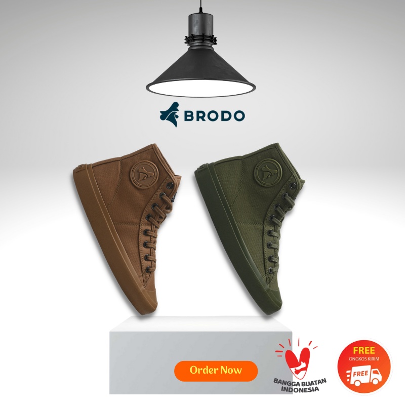 Sepatu Brodo Vtg V2 Solid Hi Series Vantage Vintage [Olive/Mocha]-1