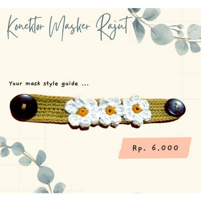 konektor masker rajut bunga
