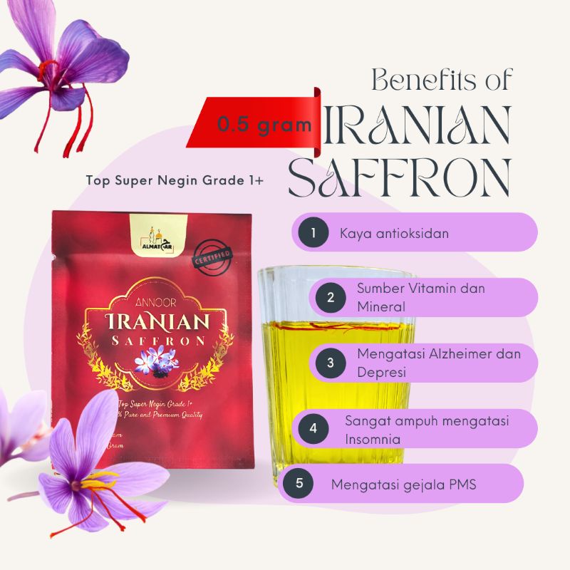0.5 gram Saffron Iran Bahraman Top Super Negin Grade 1+