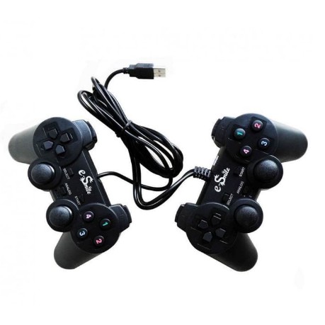 Gamepad Double Hitam E-Smile PC Dual Shock Controller USB