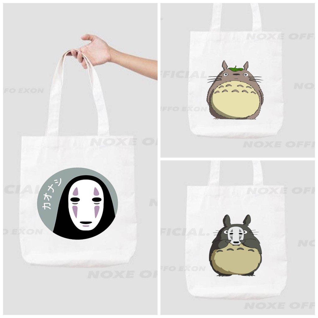 Tote bag / tas kanvas / tas belanja / tas wanita tahan air GAMBAR GHIBLI SPIRITED AWAY / TOTORO