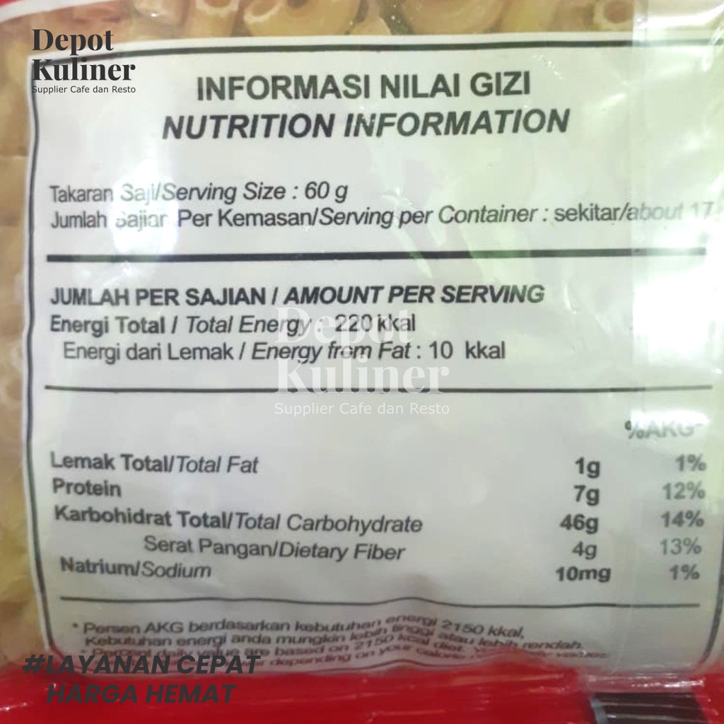 Makaroni Pipa Mentah Sedani 1 Kg