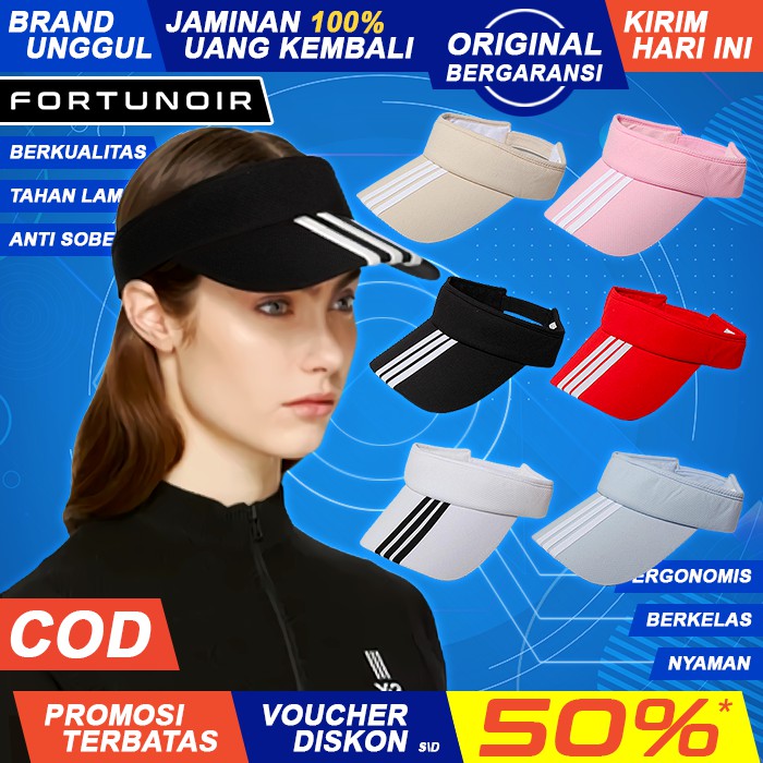 Topi Lari Olahraga Senam Jogging Tennis Golf Bolong Visor Travel Fashion Wanita Pria Import FN066