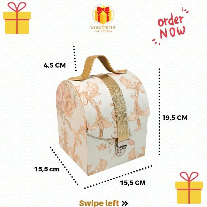 

Sale!!! Hardbox Hamper Lebaran Model Tas Kunci Pita Gold Coklat 15X15X19 L040B - Paling Diminati