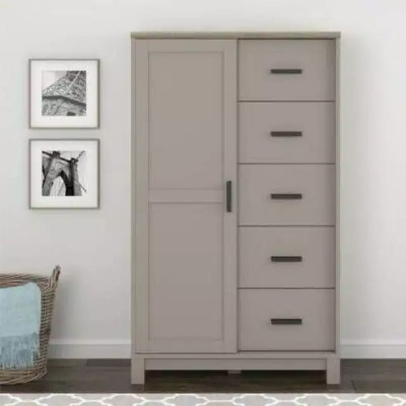 lemari baju 1pintu 5laci kayu jati/mahoni custom