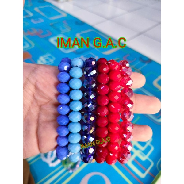 Gelang kristal 10mm berkilau/gelang karet wanita/gelang kristal crystal doff bening