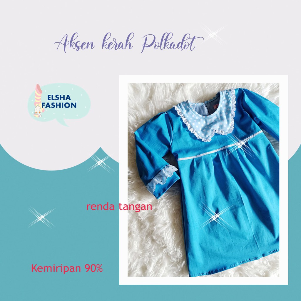 Tunik Dress Anak Perempuan Kerah Motif Polkadot