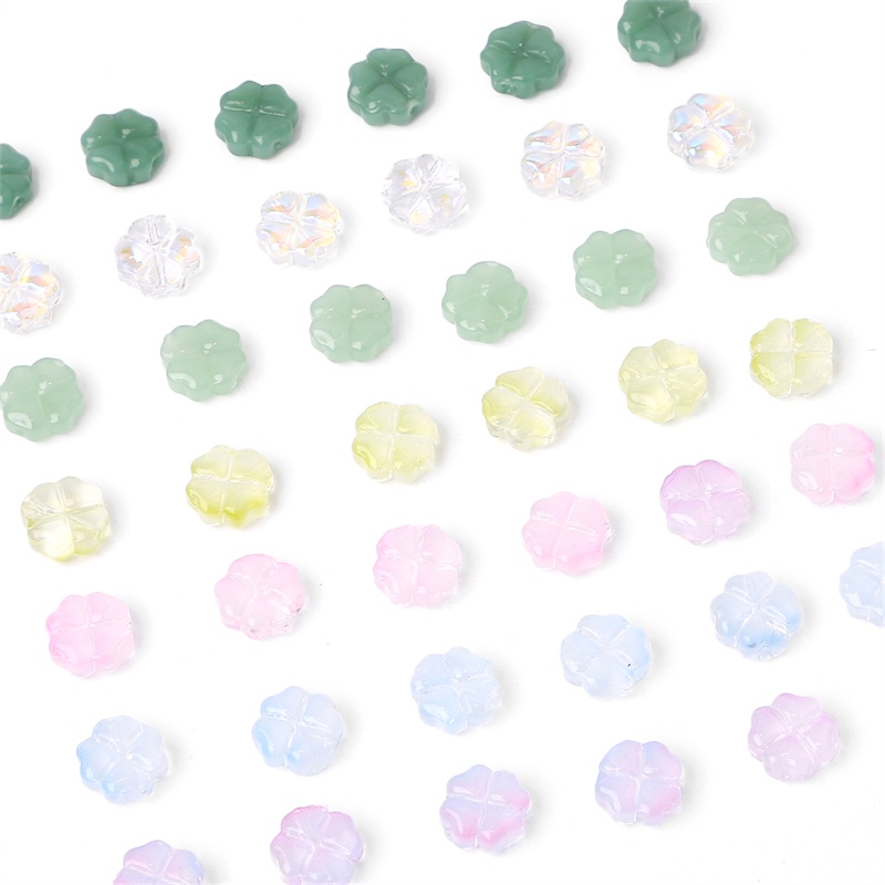 20pcs 12x12mm Empat Daun Semanggi Lampwork Glass Bead Multicolor Kristal Ceko Manik-Manik Longgar Untuk Membuat Perhiasan DIY Charms Gelang Aksesoris