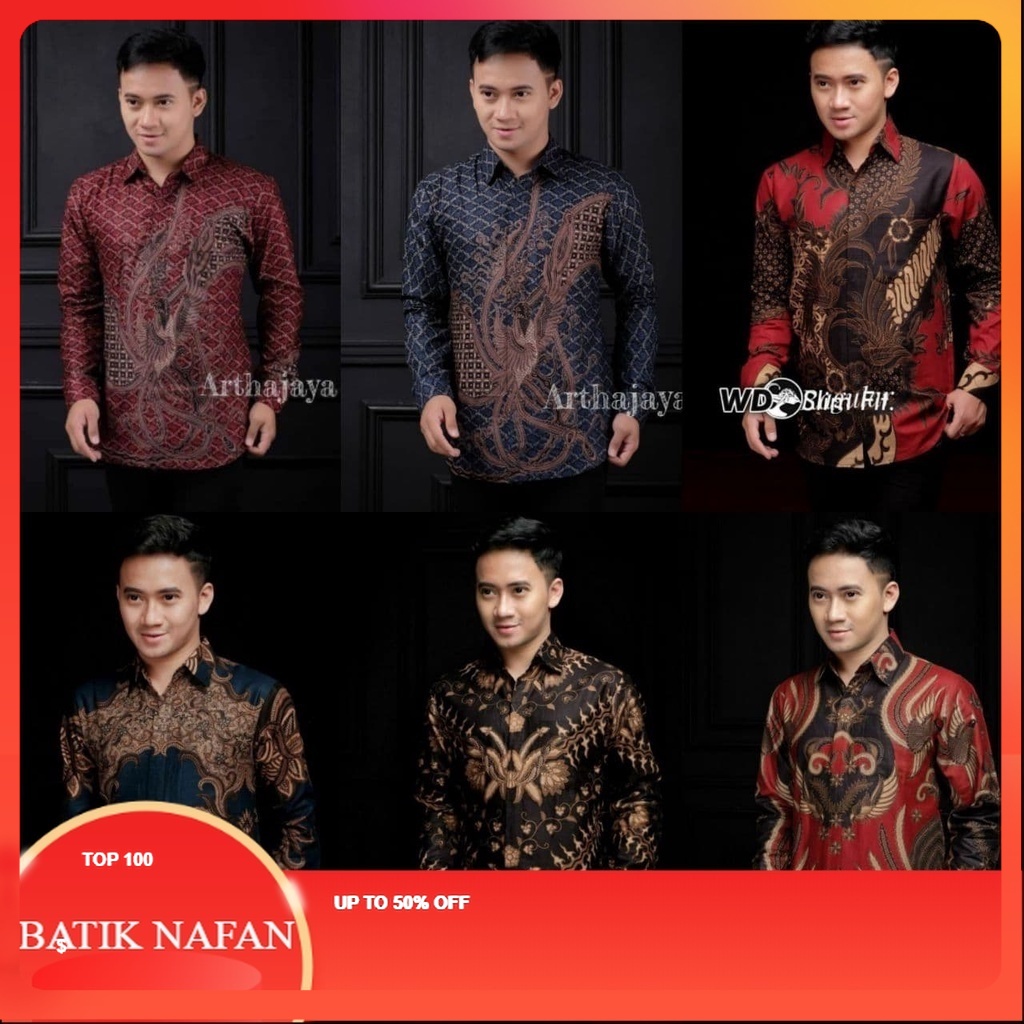 Kemeja Batik Pria Modern Lengan Panjang Casual Modis Slim Fit Trendy Masa Kini OL 162