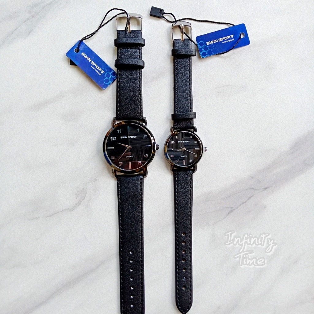 Jam Tangan Couple Awin Bwin Sport M1023G M1023L Cowok Cewek Analog Strap Leather Kualitas Original, 