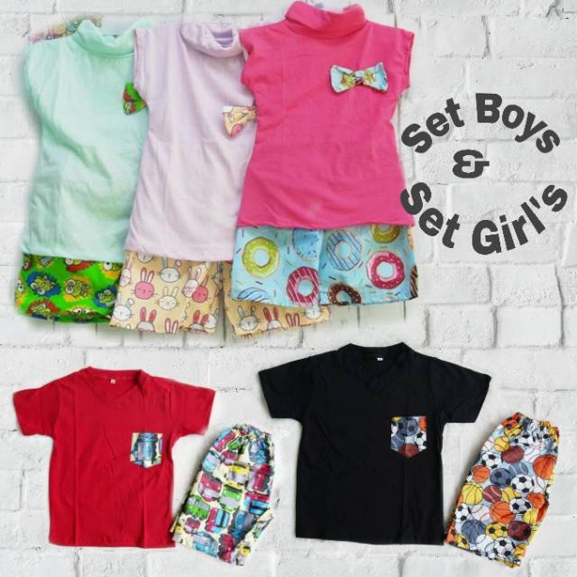 Setelan anak kaos celana pendek katun catra 1 5tahun Setelan anak kaos celana pendek katun catra 1 5tahun